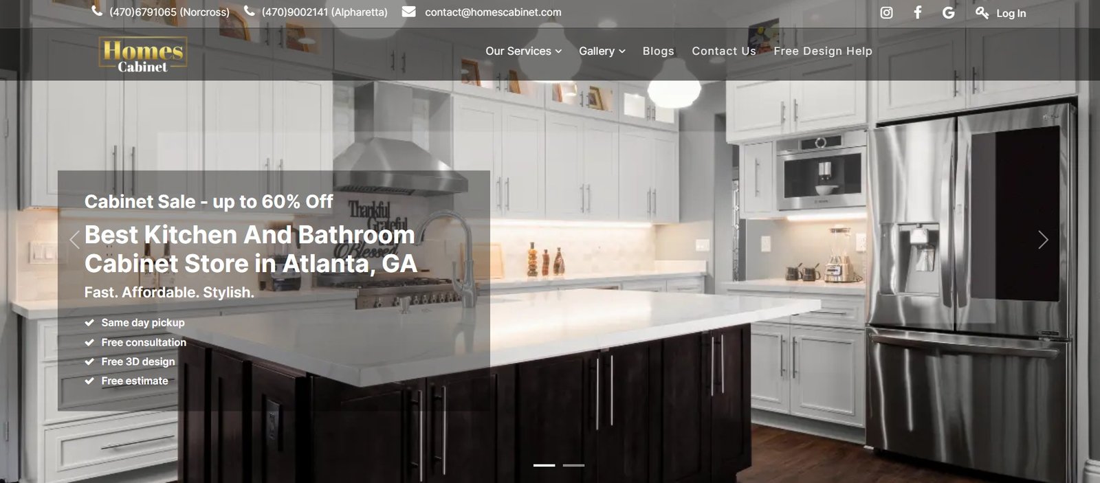 Homes Cabinet homepage