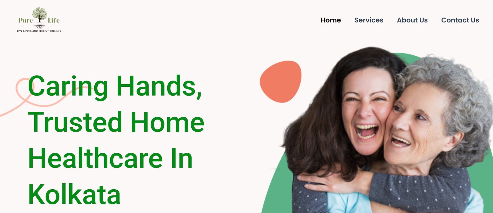 Purelife Home Healthcare homepage
